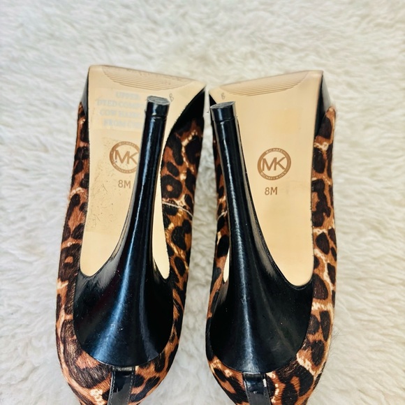 Michael Kors Dye Composed Cow Hair Calf Leather Platform High Heels Shoes Sz 8 M - Picture 10 of 12